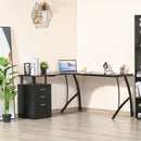 Black L-Shaped Industrial Style Office Desk with Storage Drawer - 143.5 x 143.5 x 76cm
