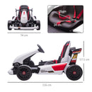 Electric Kids Go Kart - White, Adjustable Footrest, Reversing Steering, 12V Battery, 2 Speeds, Remote Control