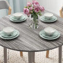Grey Round Drop Leaf Dining Table for 4, Modern Space Saving Kitchen Table
