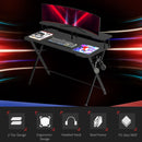 Black Gaming Desk with Headphone Hook - Adjustable Feet - 140 x 60cm