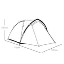 Green 3-4 Person Family Dome Tent with Large Windows - Waterproof