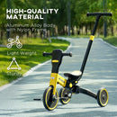 Yellow 4-in-1 Kids Tricycle with Adjustable Push Handle