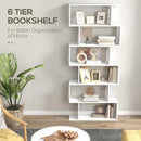 White Wooden S-Shaped 6-Shelf Room Divider Bookcase
