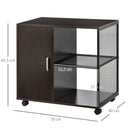 Brown Mobile Printer Stand with Storage Cabinet and Castors