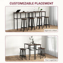 6-Piece Rustic Brown Bar Table Set with 2 Breakfast Tables and 4 Stools