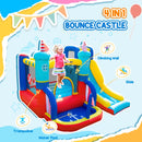 Kids Sailboat Style Inflatable Bouncy Castle with Slide & Pool - Blue