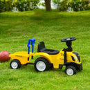 Yellow Toddler Ride-On Tractor with Horn and Storage
