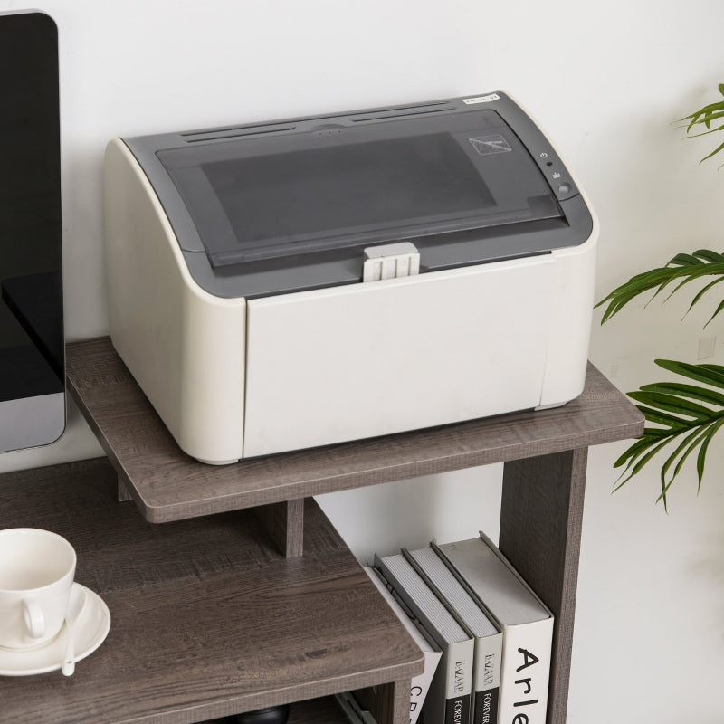Grey Computer Desk with Sliding Keyboard Tray and Storage Drawer