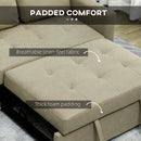 Convertible Loveseat Sofa Bed with Side Pockets, Light Brown