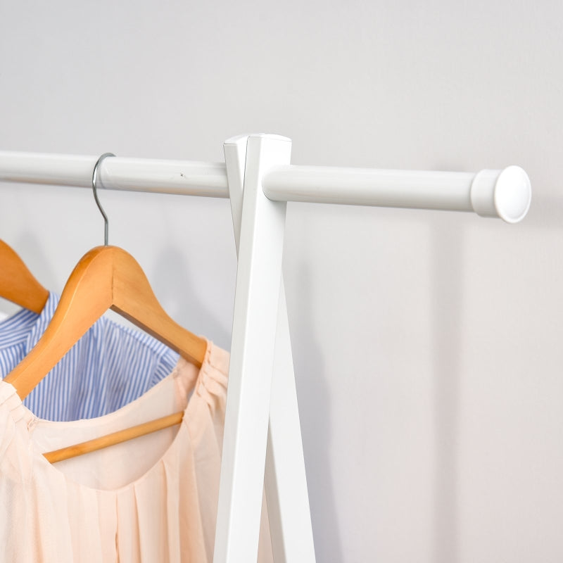 White Foldable Clothes Rack with 2 Shelves - Adjustable Hallway Furniture