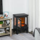 Black Electric Fireplace Heater with Adjustable Flame