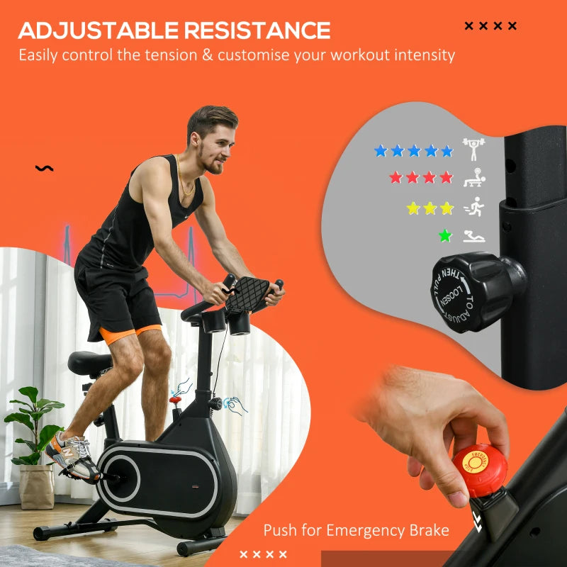 Magnetic Indoor Cycling Bike - Red, Silent Flywheel, LCD Display, Tablet Holder