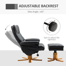 Black Swivel Recliner Armchair with Ottoman and Storage Footstool