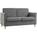 Grey Modern 2 Seater Loveseat Sofa with Wood Legs and Armrests
