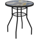 Multicolour Round Garden Table with Glass Printed Top - 60cm