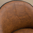 Brown Upholstered Leather Bar Stools Set of 2 with Tufted Back