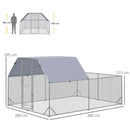Large Outdoor Chicken Run with Roof, Hen House for 10-12 Chickens, 2.8 x 3.8 x 2 m