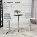 Adjustable Swivel Bar Stools Set of 2, Fabric and Faux Leather, Light Grey