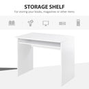 White Wood Grain Small Home Office Desk with Storage Shelf
