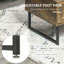 Rustic Brown Industrial Coffee Table with Storage Shelf and Drawer