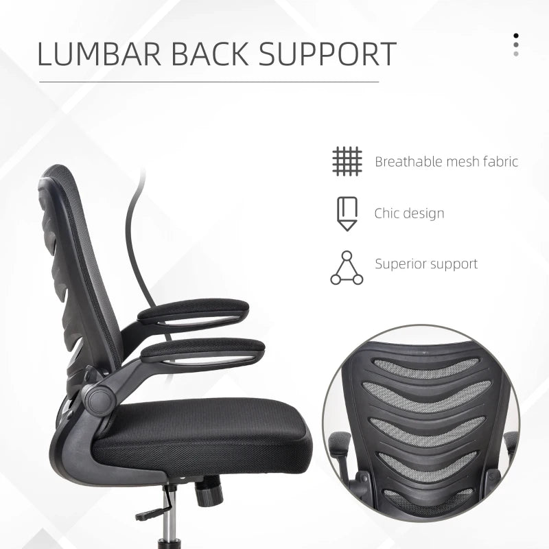 Black Mesh Office Chair with Lumbar Support & Adjustable Height