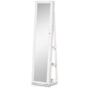 White Swivel Mirror Jewellery Cabinet with Lockable Organizer