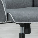 Dark Grey Linen Swivel Computer Chair with Armrest & Adjustable Height