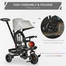Grey 4-in-1 Kids Trike with Adjustable Seat & Canopy