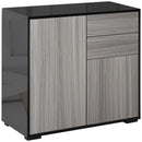 Modern 2-Drawer Side Cabinet in Light Grey and Black