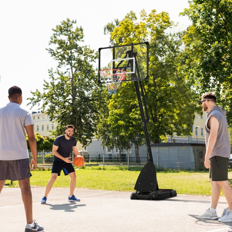 Adjustable Basketball Hoop Stand with Sturdy Backboard, Portable Wheels - Black
