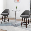 Dark Grey Nailhead Bar Stools Set of 2 with Rubber Wood Legs