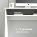 White Modern Home Office Desk with Storage Shelf - 90 x 50cm