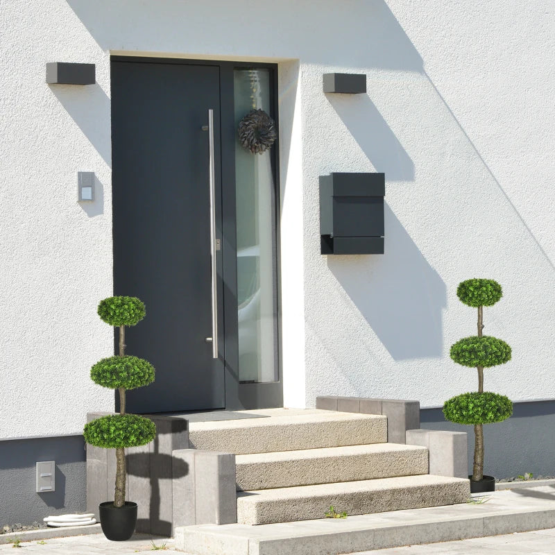 Set of 2 Green Boxwood Ball Topiary Trees 110cm - Decorative Faux Plants in Pot