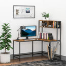 Brown L-Shaped Computer Desk with Storage Compartments