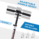 White Foldable Kick Scooter with Shock Absorption for Teens and Adults