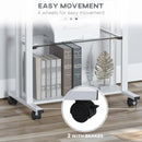 White Compact Computer Desk with Keyboard Tray and Wheels