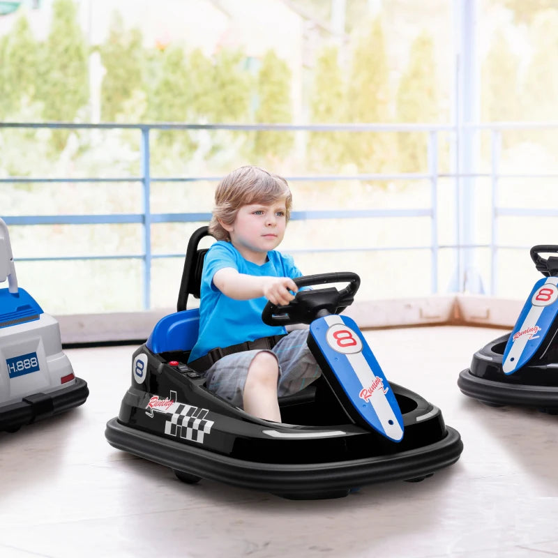 Black Electric Kids Bumper Car with Music, Horn, Lights