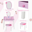 Kids Pink Wooden Dressing Table Set