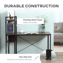 Rustic Brown and Black Reversible Computer Desk with Storage Shelves