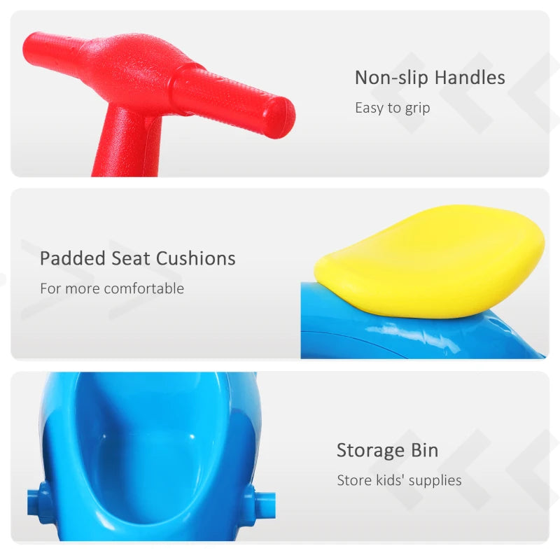 Blue Red Baby Balance Bike with Storage Bin