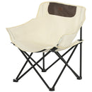White Lightweight Folding Camping Chair with Storage Pocket