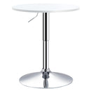 White Round Adjustable Height Bar Table - Swivel Top Metal Frame