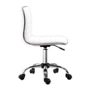 White Mid-Back Swivel Office Chair with Armless Design