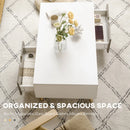 White Modern Coffee Table with Storage Shelves and Drawers