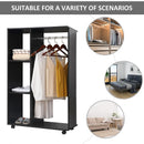 Black Mobile Wardrobe with Hanging Rod and Shelves