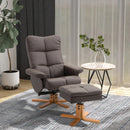 Brown Swivel Recliner Armchair with Ottoman and Storage Footstool
