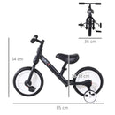 Black Kids Balance Bike with Removable Stabilizers - Ages 2-5