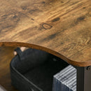 Rustic Brown L-Shaped Corner Desk with Bookshelf - Home Office Workstation