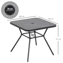 Square Outdoor Bistro Table with Faux-Marbled Top and Umbrella Hole - Garden Coffee Table (Grey)