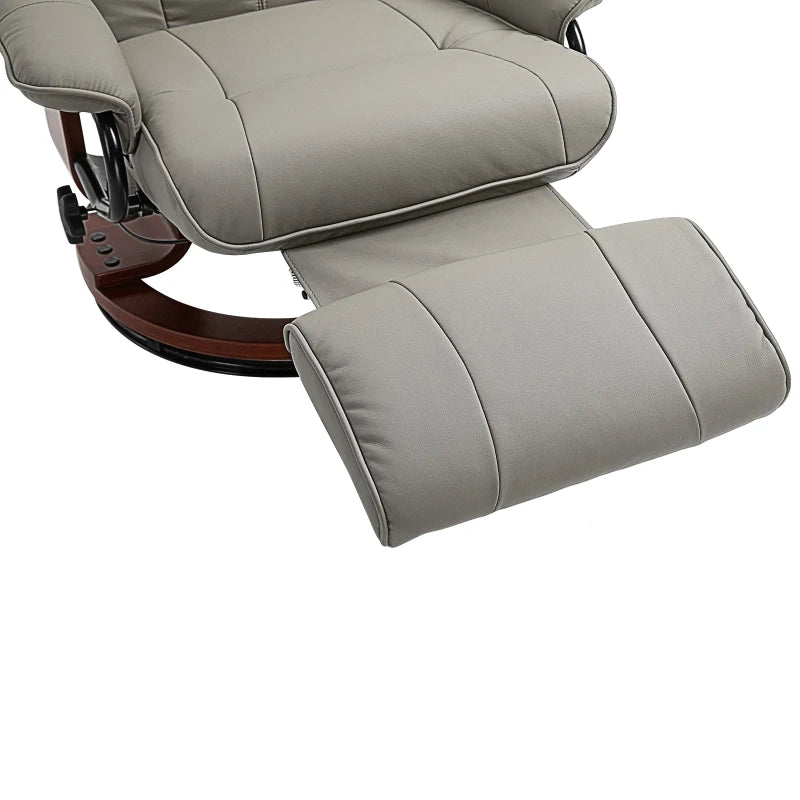 Grey Manual Recliner Armchair with Faux Leather Upholstery